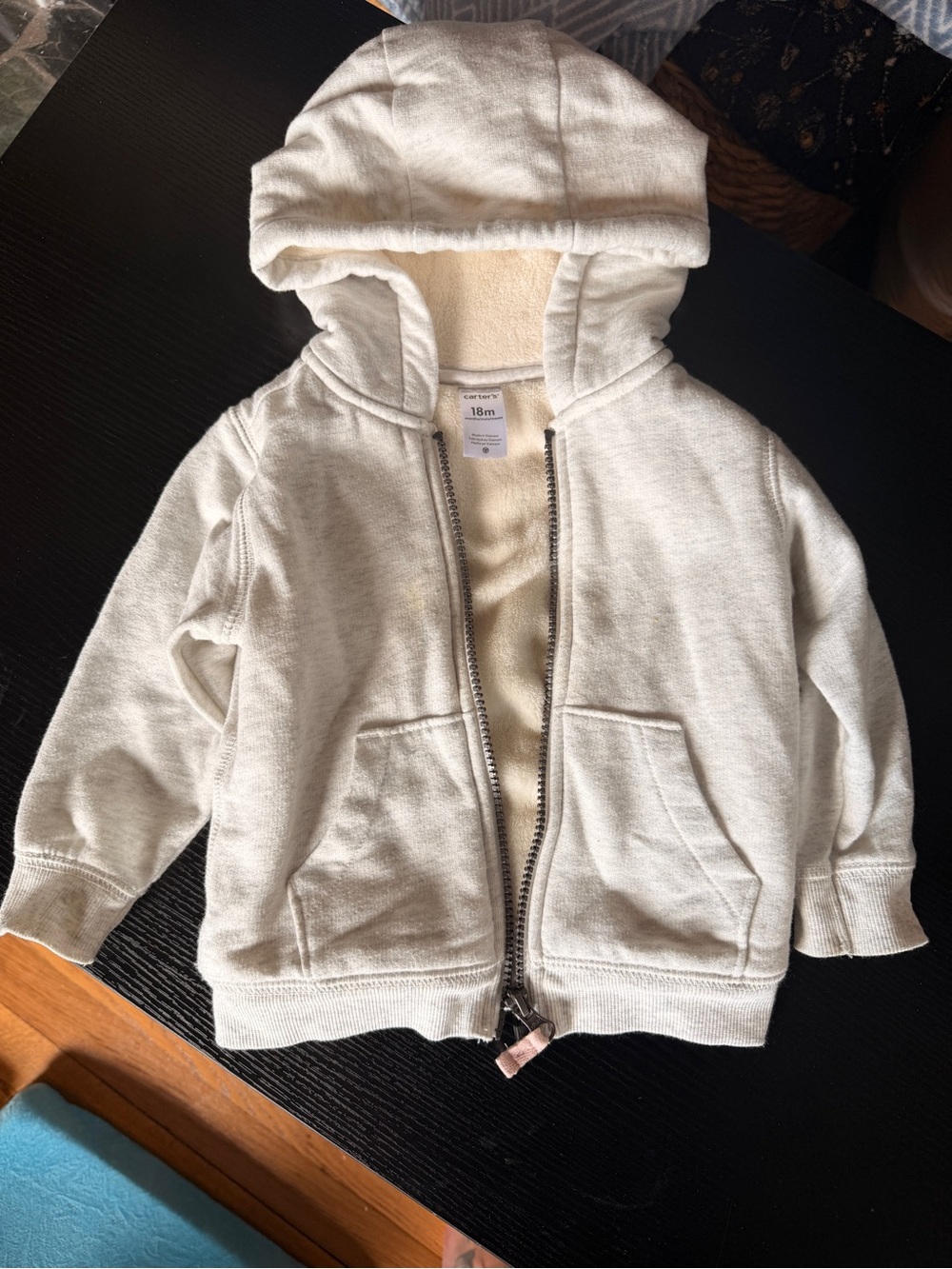 Carter's Cream Fleece lined Zip Hoodie Sweatshirt